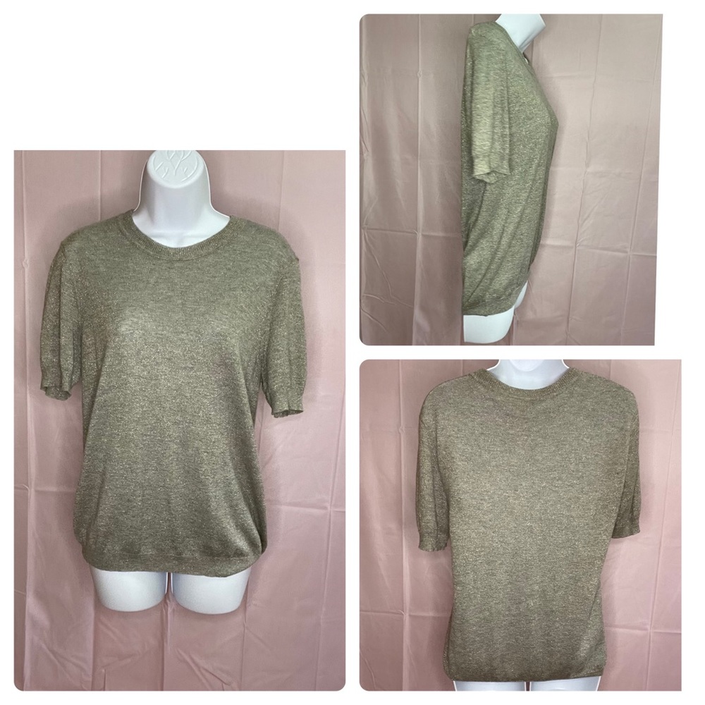EEUC M Tory Burch Beige w/Gold Thread SS Sweater